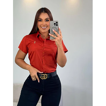 Blusa Manga Corta Popelina Tallas S-M-L-XL 15