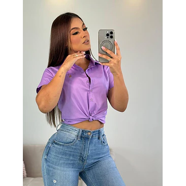 Blusa Manga Corta Popelina Tallas S-M-L-XL 19