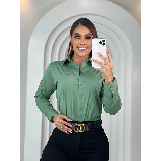 Blusa Manga Larga Popelina Tallas S-M-L-XL 5