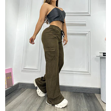 Pantalón Cargó Imitación Pana  2