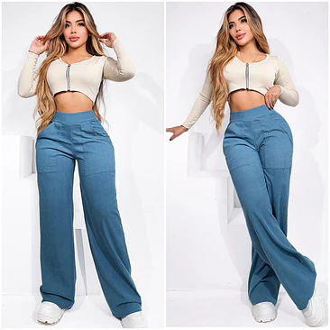 Pantalón Ancho Pana Licrada  4