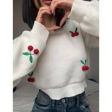 Suéter Corto Cuello Redondo Cerezas 🍒 1
