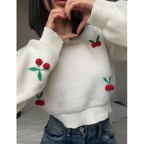 Suéter Corto Cuello Redondo Cerezas 🍒 1