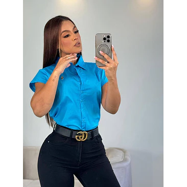 Blusa Manga Corta Popelina Tallas S-M-L-XL 21