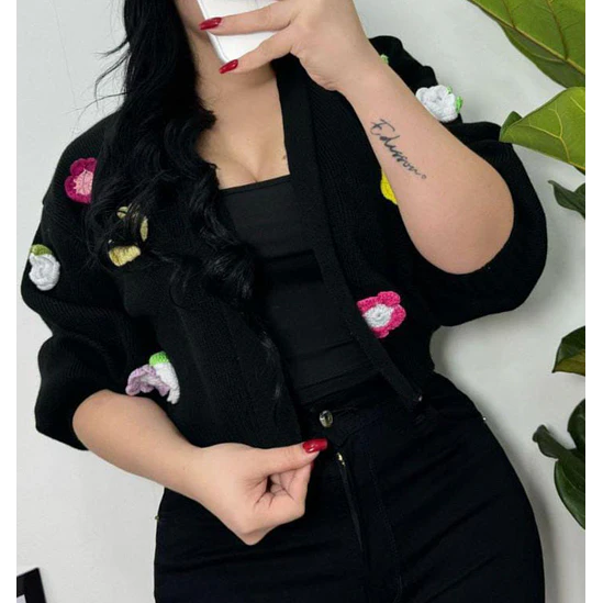 Cardigan Tejido Flores  1