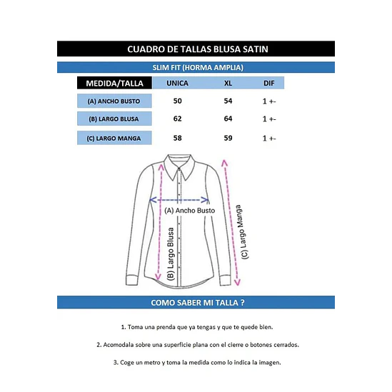 Blusa Satin Unicolor Talla Única y XL 18