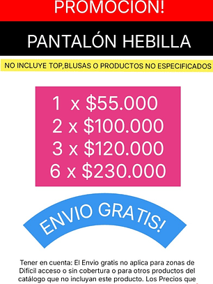 Promo Pantalón Hebilla x6