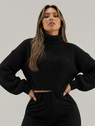 Suéter Oversize Manga Larga Cuello tortuga 