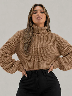 Suéter Oversize Manga Larga Cuello tortuga 