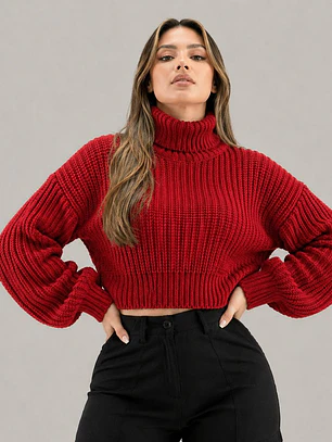 Suéter Oversize Manga Larga Cuello tortuga 