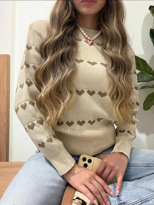 Suéter Tejido Corazones 
