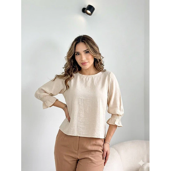 Blusa Manga 3/4Botón Espalda Talla Única y XL  3