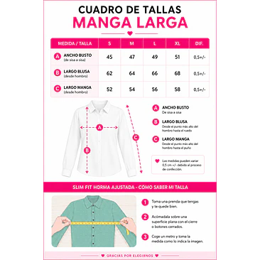 Blusa Manga Larga Popelina Tallas S-M-L-XL 32