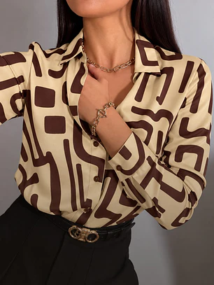 Blusa Satín Estampada Talla  y XL