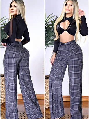 Pantalón Palazzo Correa Cuadros Talla Única 