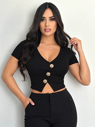 Blusa Corta Botones 