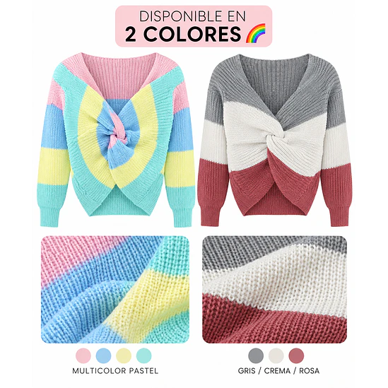 Suéter Tejido Cruzado Colores  3