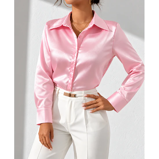 Blusa Satin Unicolor Talla Única y XL 7