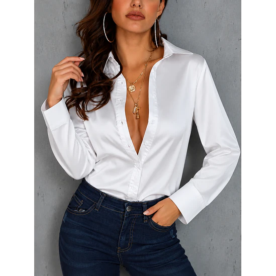 Blusa Satin Unicolor Talla Única y XL 9