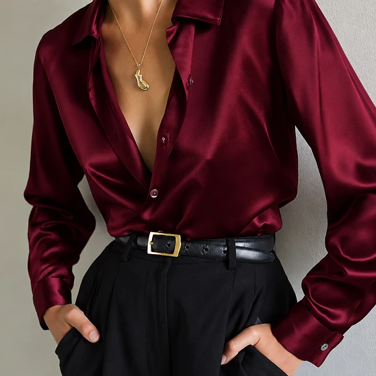 Blusa Satin Unicolor Talla Única y XL 11