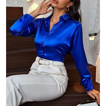 Blusa Satin Unicolor Talla Única y XL 15