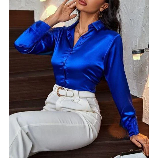 Blusa Satin Unicolor Talla Única y XL 15