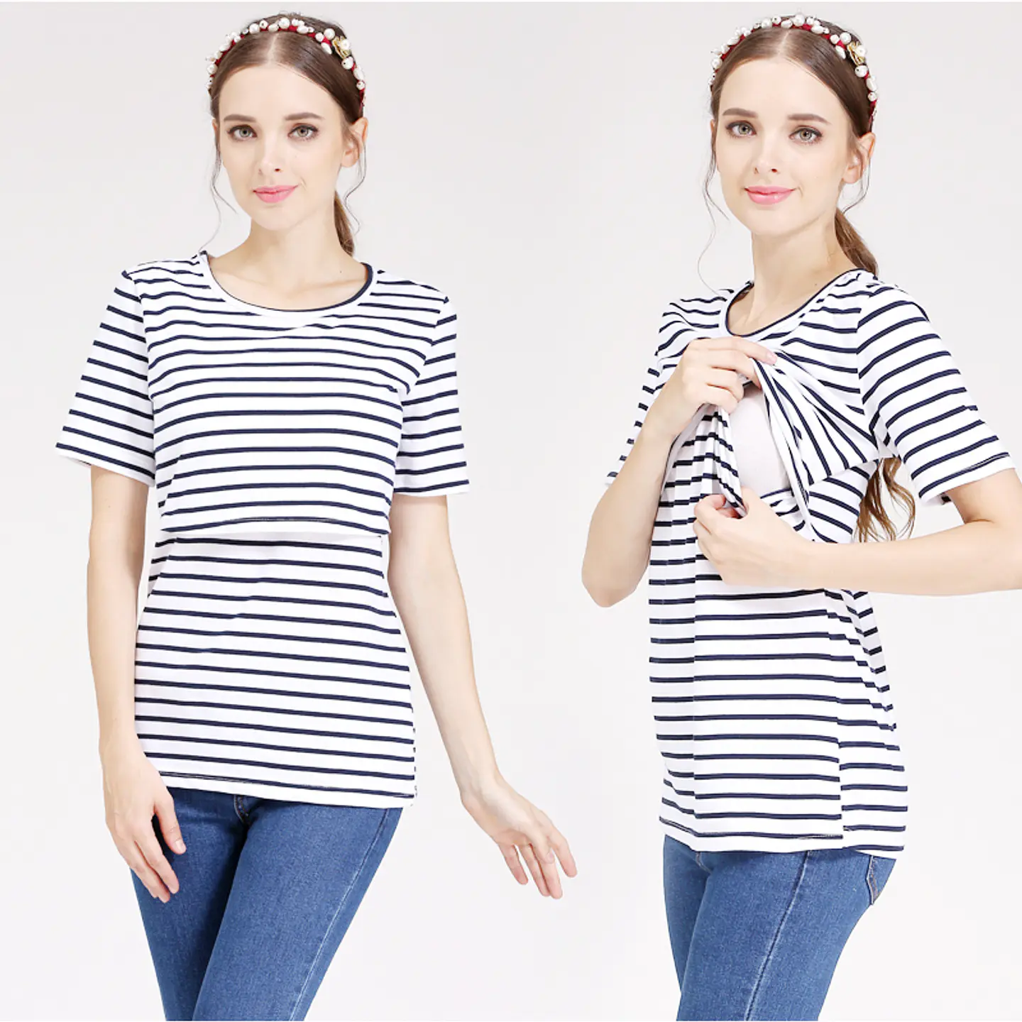 Polera Tamara Embarazo & Lactancia Blue & White  2