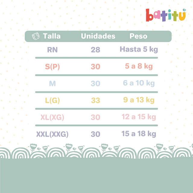 Pañal Bambú Biodegradable  (L) 9 a 13 kilos - 33 un