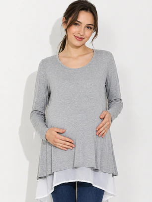 Polera de Embarazo & Lactancia María Elena Gris