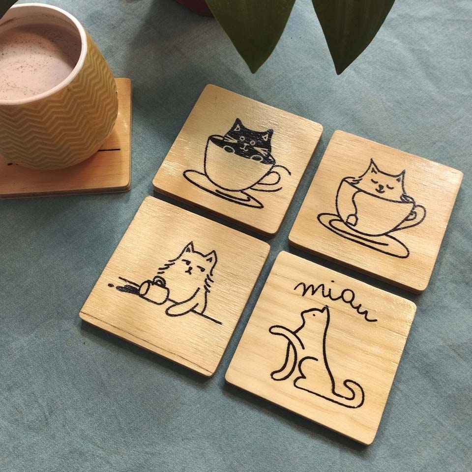 Pack Posavasos Gatos Corbatin