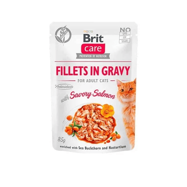 Pouch Brit Care Gato Adulto Filetes en Salsa Salmon 85 G