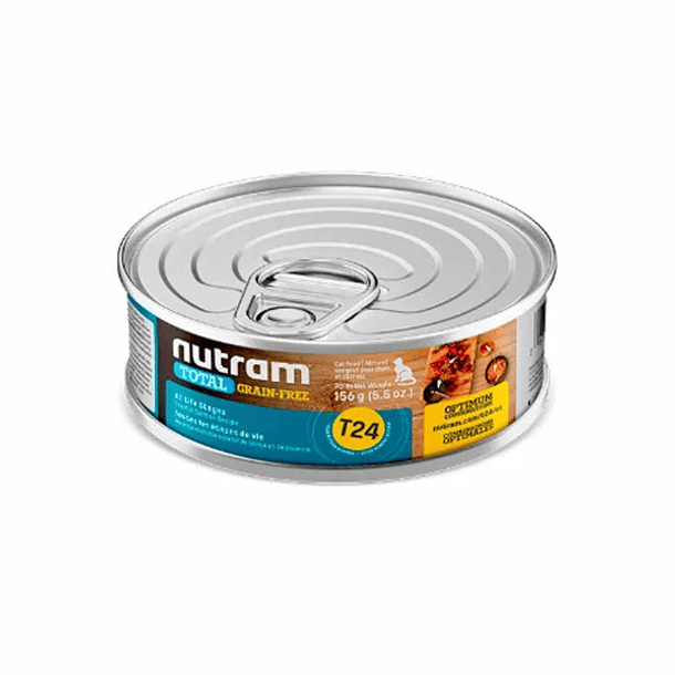 Lata Nutram T24 Total Grain-Free Trucha y Salmon 156 G
