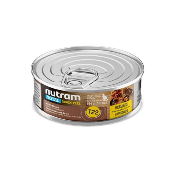 Lata Nutram T22 Total Grain-Free Pollo y Pavo 156 G