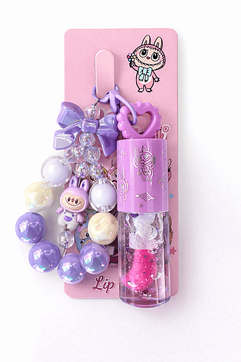 Lip Gloss Labubu com Porta-Chaves  