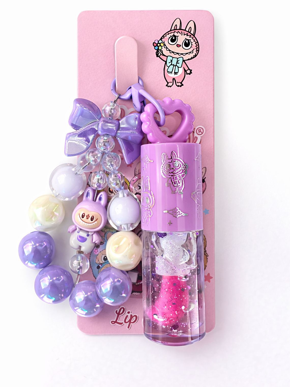 Lip Gloss Labubu com Porta-Chaves   1