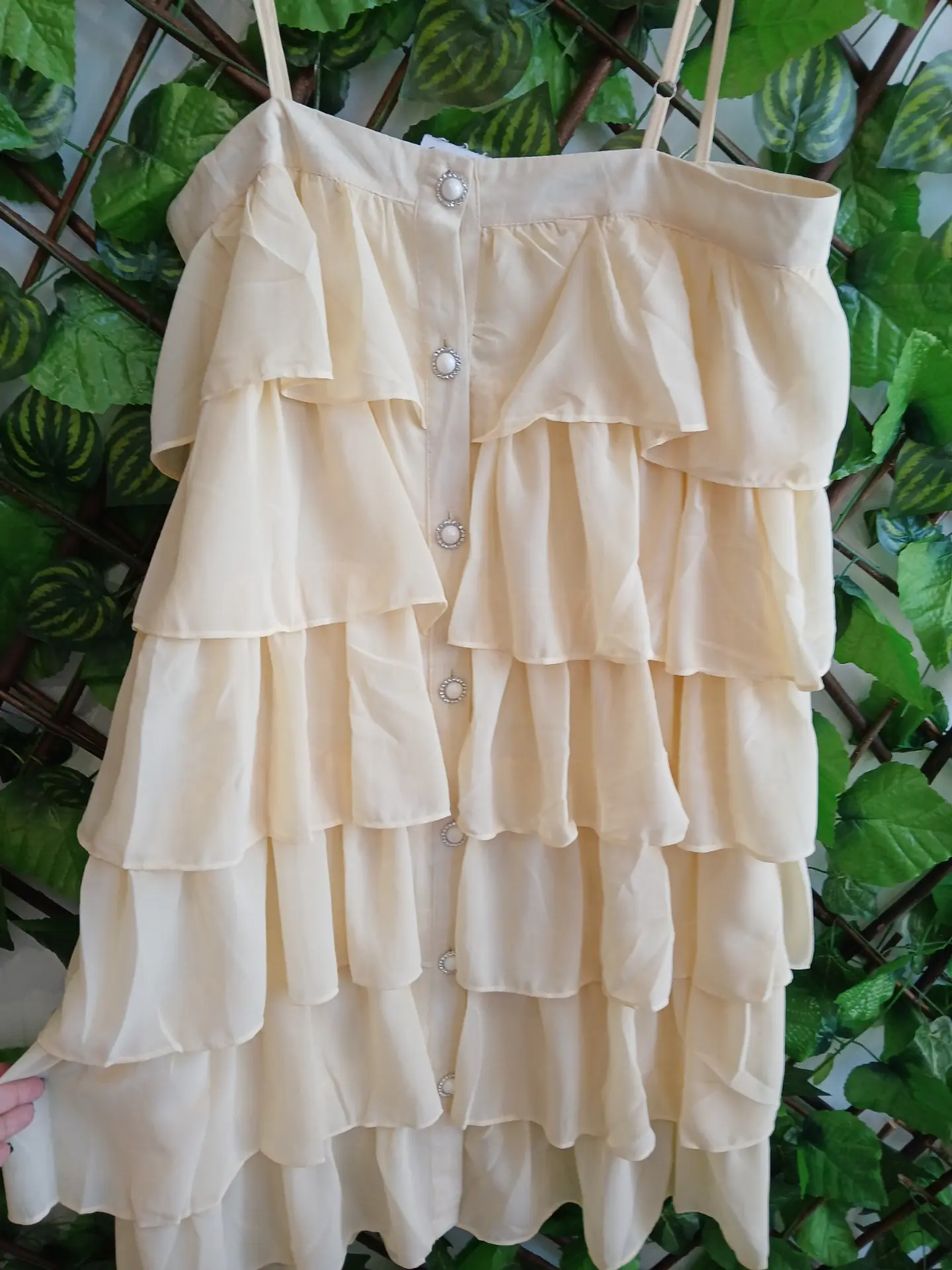 Vestido Curto com Folhos Amarelo 2