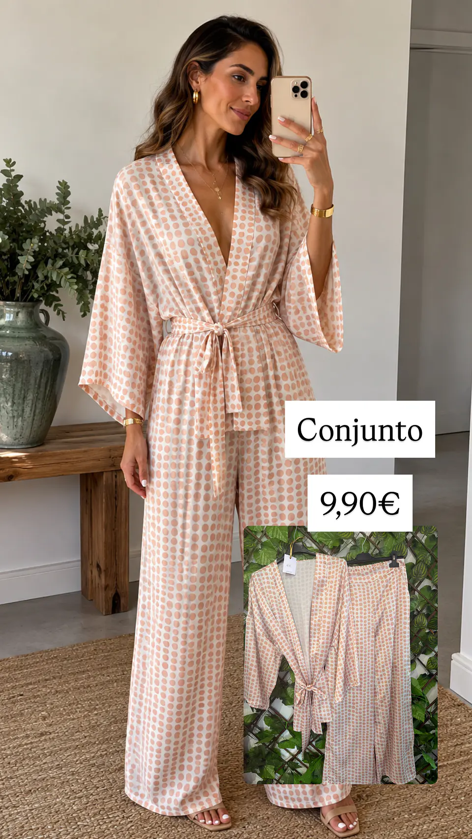 Conjunto Estampado Blusa e Calça BEGE 1