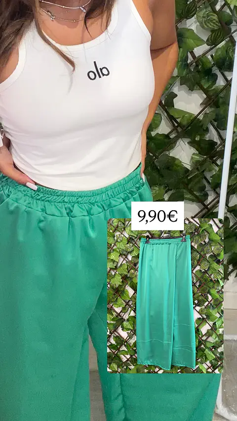 Calça de Cetim Verde