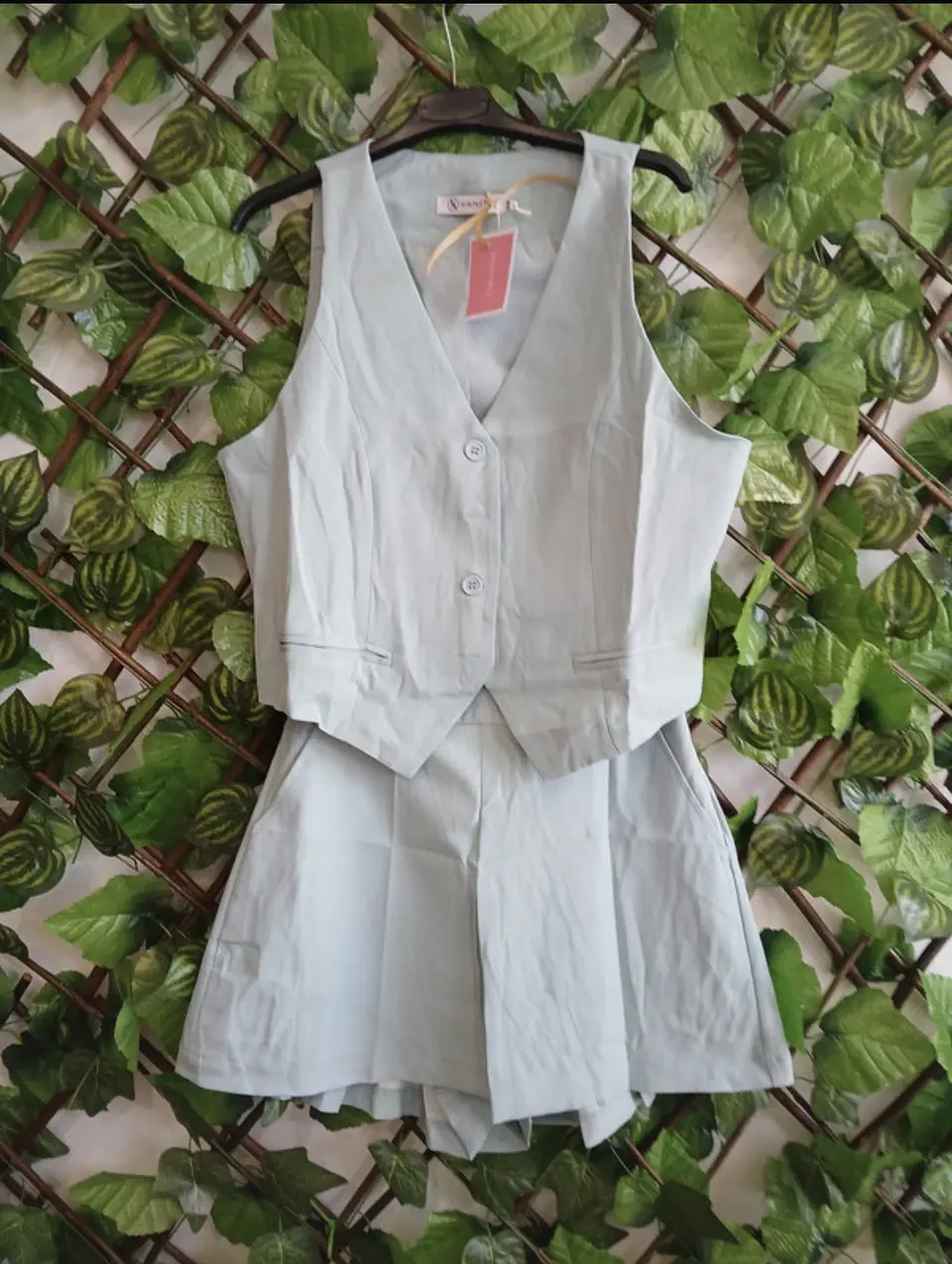 Conjunto Colete e Calção-Saia Verde Água ( TAM S/M)  2
