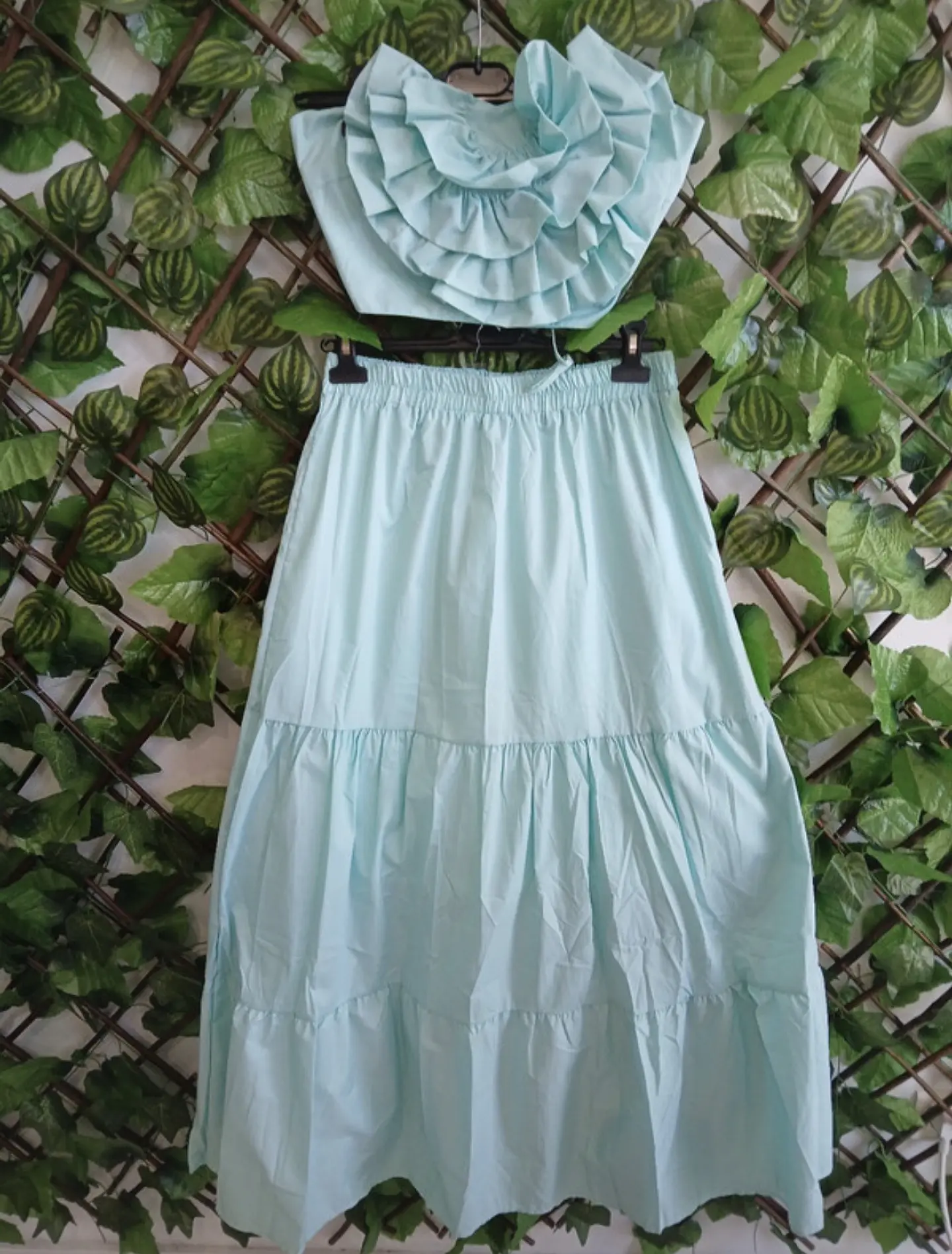 Conjunto Top e Saia Verde Água 2