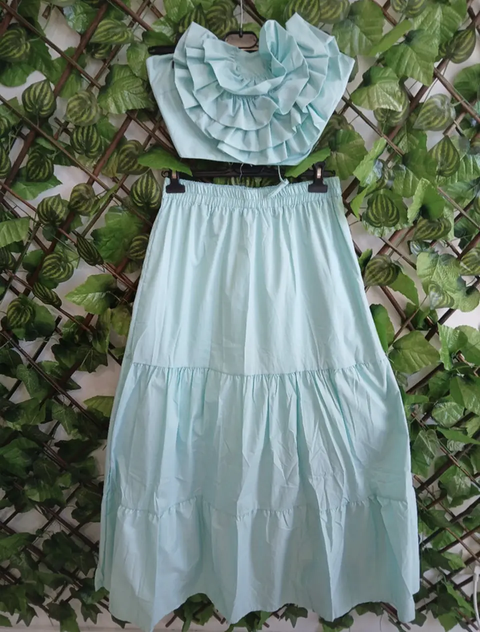 Conjunto Top e Saia Verde Água 2