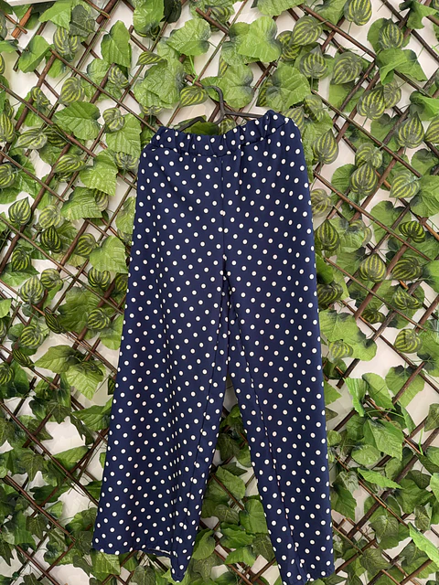 Calças às Bolinhas Azul Marinho