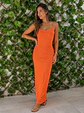 Vestido Plissado Laranja - Thumbnail 1