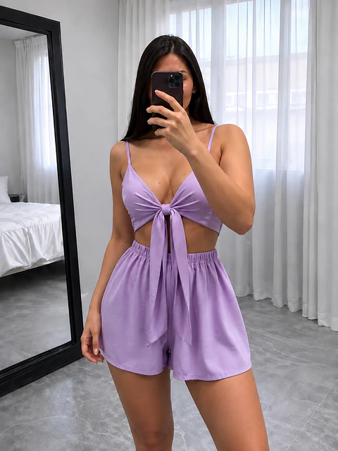 Conjunto Roxo Top e Calção 