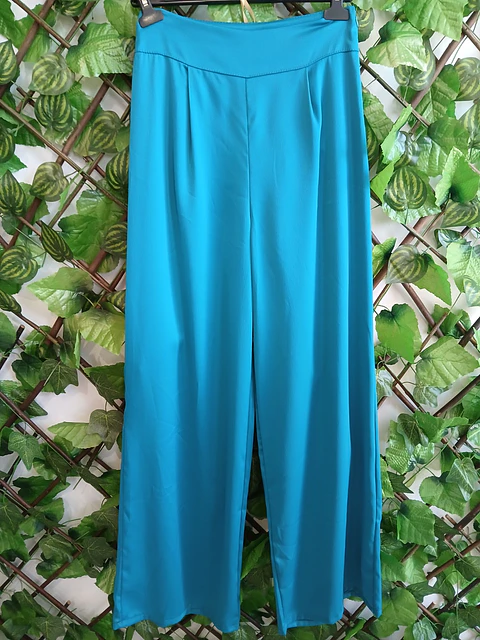Calça de Cetim AZUL PETROLEO