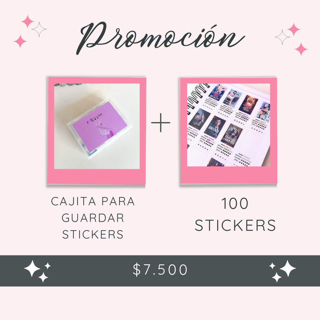 K-DRAMA LOVER 100 STICKERS + CAJITA PARA GUARDAR STICKERS