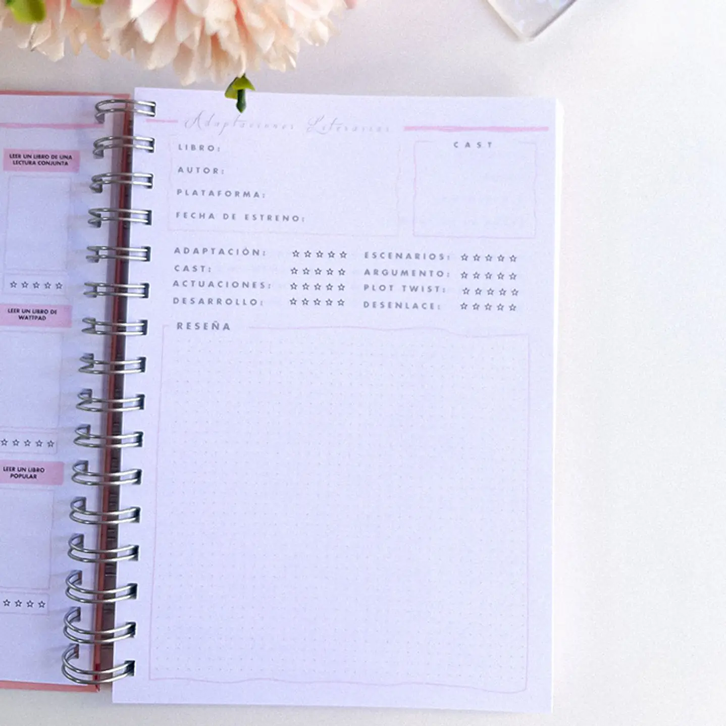 Flowers, Books, and Letters - Planner Lector 5