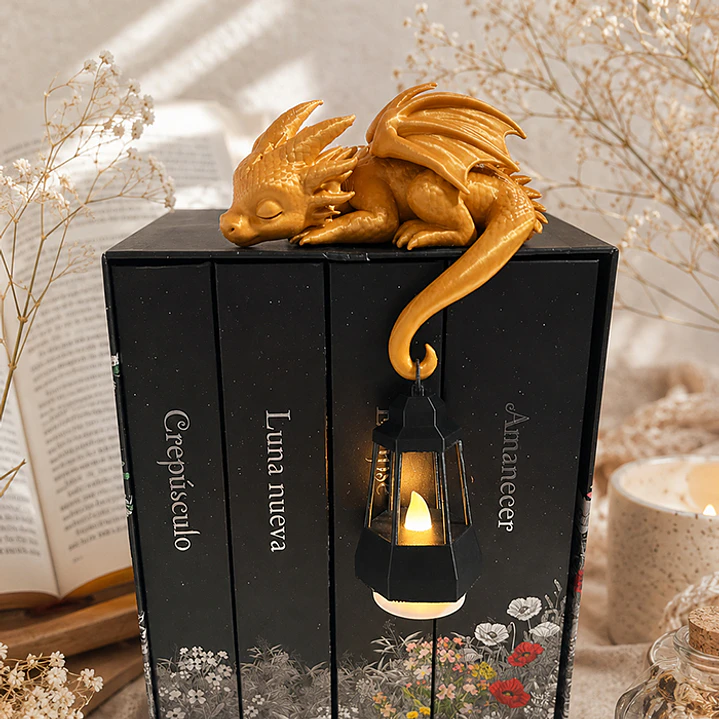 Dragón Dorado con Linterna - Decorativo en 3D