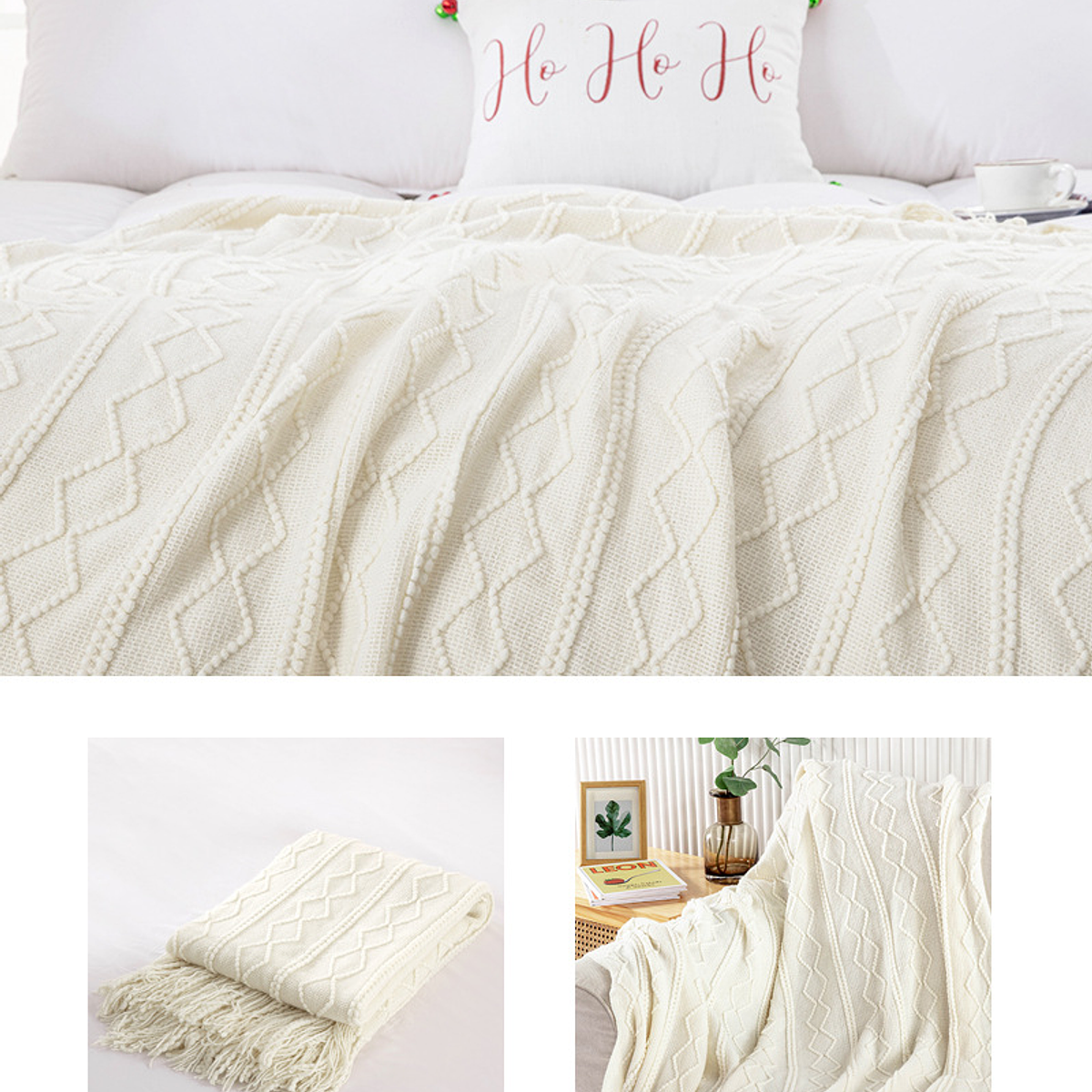 Brandream Manta acolchada de damasco blanco para cama, sofá, colcha de  algodón, 47 x 60 pulgadas, mantas decorativas