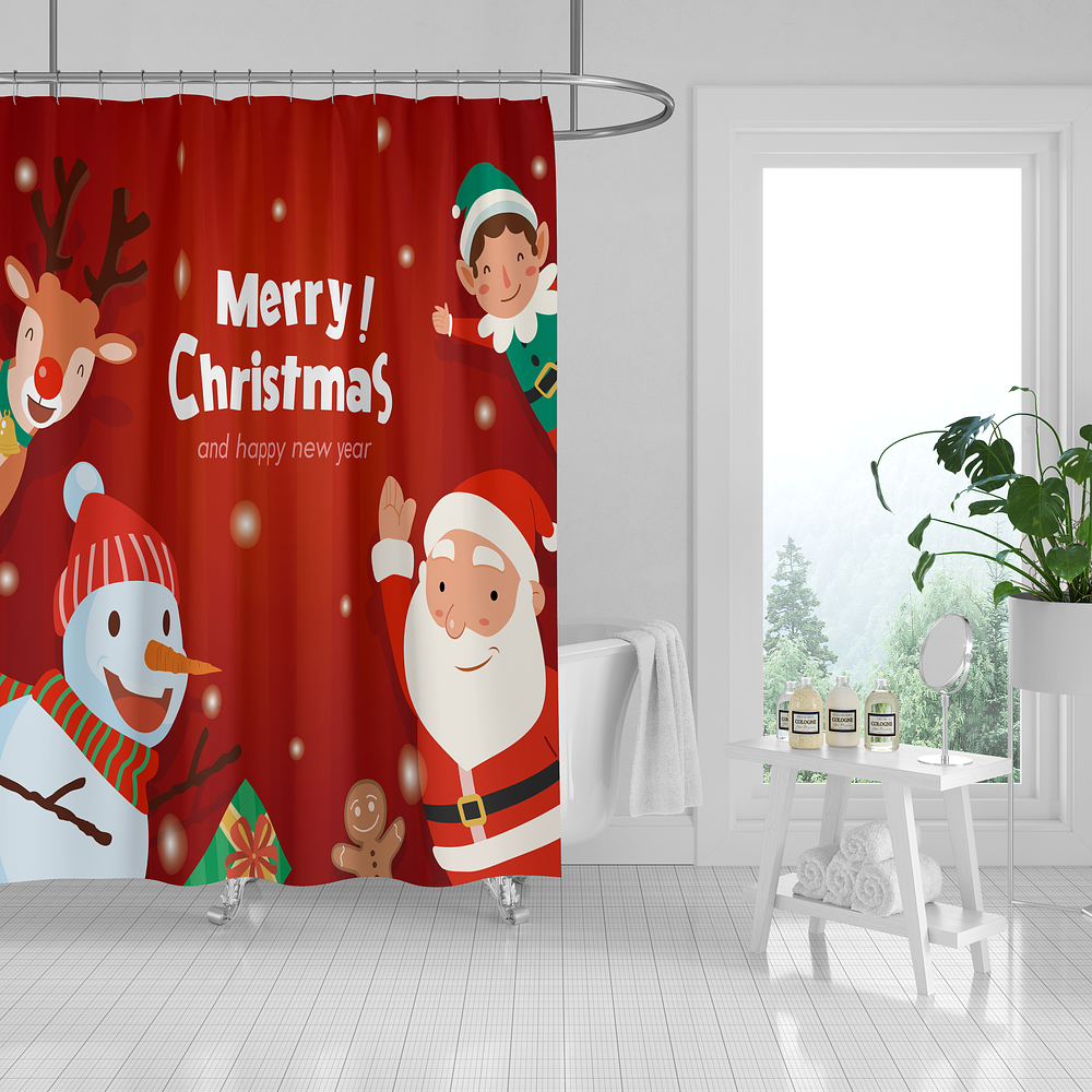 Cortina de baño navidad 180x180 Tela (desde 4u)